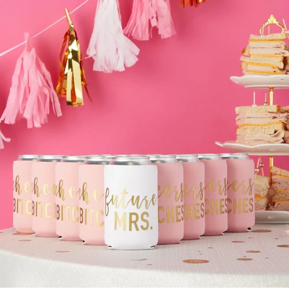 12-Pack Insulated Beer Can Cooler Sleeves, 12 oz, Bridal Showers & Bachelorette